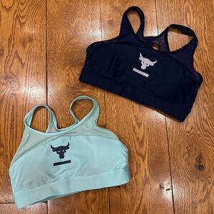 Under Armour Women's navy & Light Teal Project Rock Sports Bras - Duo Pack